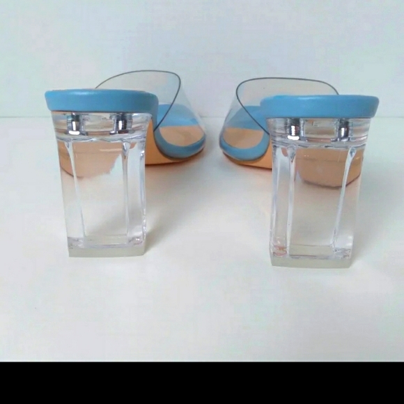 Women's Light Blue Slip On Clear Heels-Size 7 - Picture 3 of 5